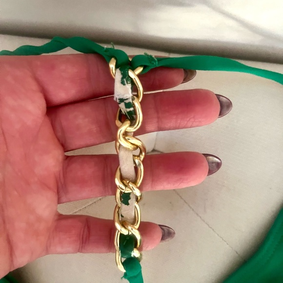 L*Space Kelly Green String Bikini Set Gold Chain Sun Medallions Cheeky XS - Picture 4 of 4